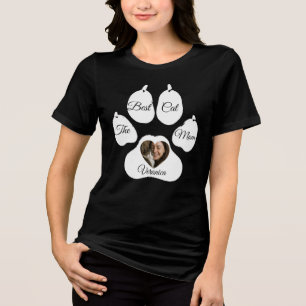 Personalised Cat Mum Photo T-Shirt – Custom Name  Tri-Blend Shirt