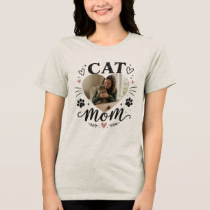 Personalised Cat Mum Photo T-Shirt Tri-Blend Shirt