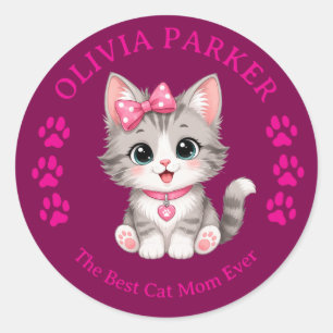 Personalised Cat Mum Sticker with Custom Name
