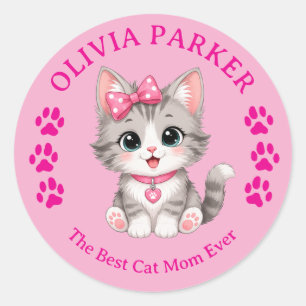 Personalised Cat Mum Sticker with Custom Name