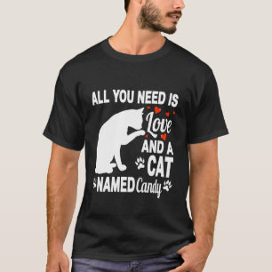 Personalised Cat Name Candy Cute Kitten Pet Lover T-Shirt
