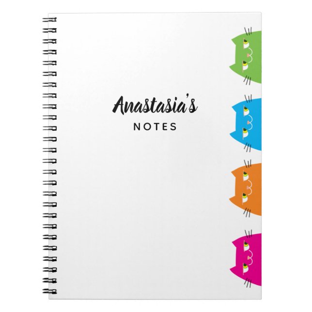 Personalised Cat Notebook Name Cute Gift (Front)
