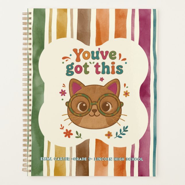 Personalised Cat Notebook | School Journal Planner (Front)