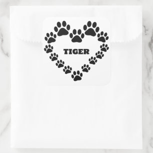 Personalised Cat Paw Print Square Shape Sticker