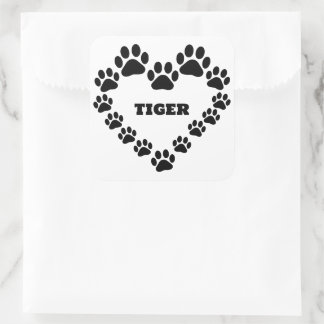 Personalised Cat Paw Print Square Shape Sticker