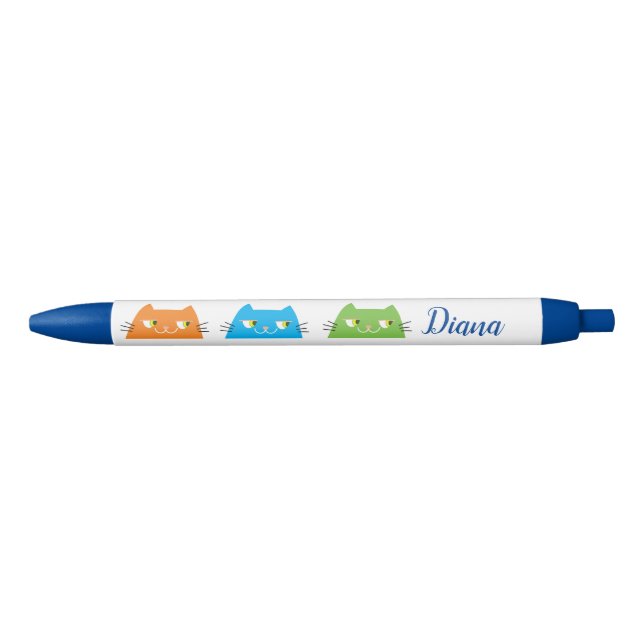 Personalised Cat Pen Cute Name School Gift (Front)