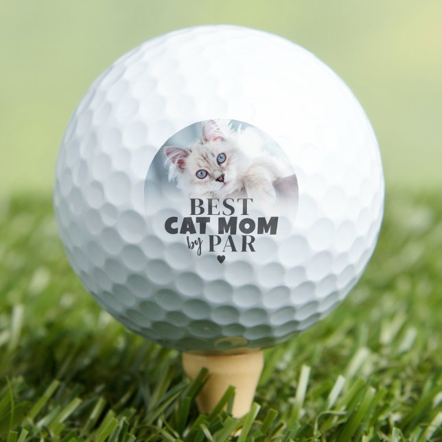 Personalised Cat Pet Photo Golf Balls (Best Cat Mom By Par Photo Mother Golf Balls)