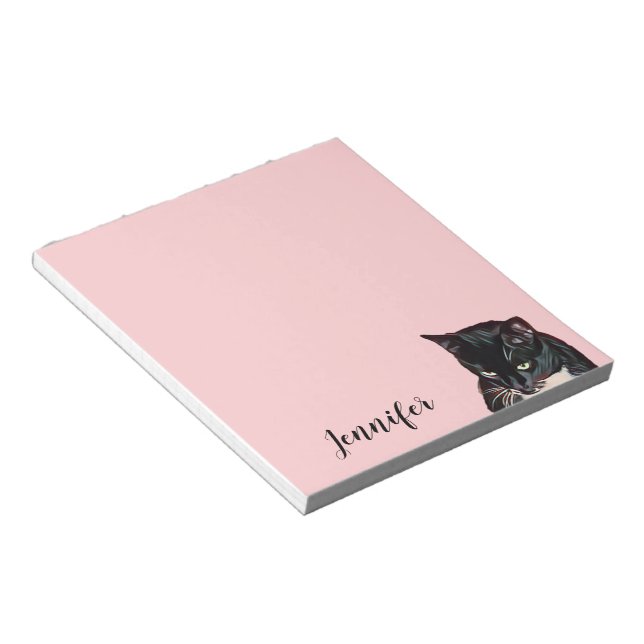 Personalised Cat Pet Photo Pink Custom Notepad (Angled)
