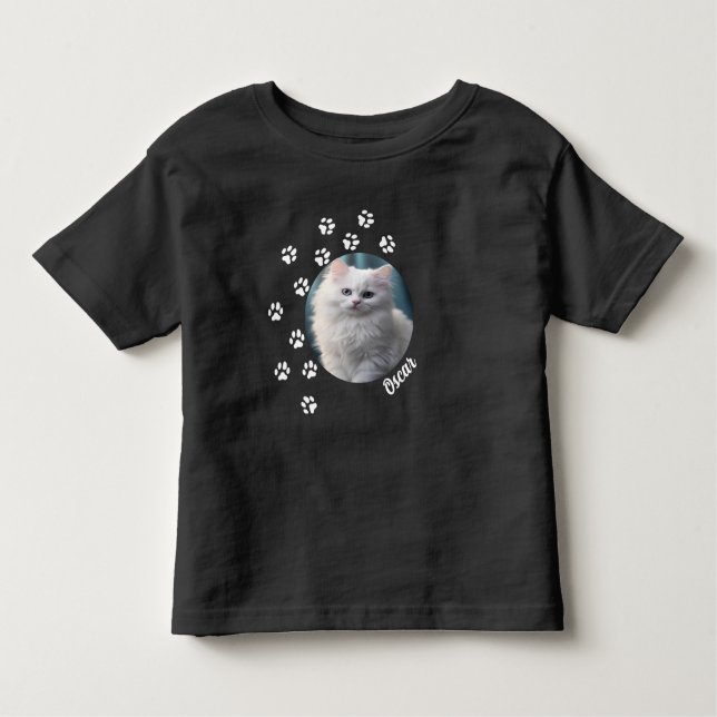 Personalised Cat Photo And Name Toddler T-Shirt (Front)