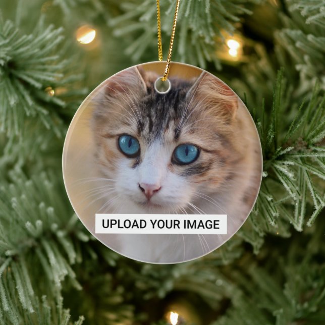 Personalised Cat Photo Classic Ceramic Tree Decoration (Tree)