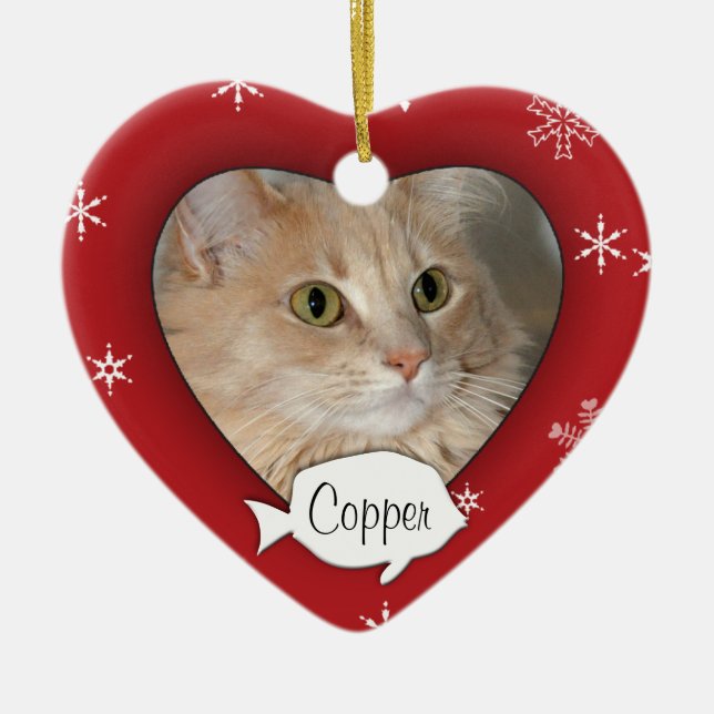 Personalised Cat Photo Holiday Ornament (Front)