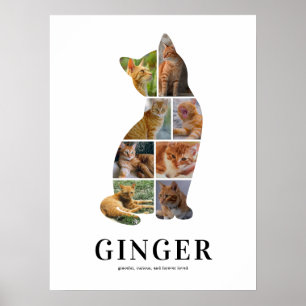 Personalised Cat Silhouette Photo Collage Poster