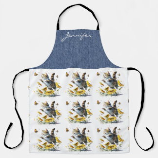 Personalised Cat Sunflower All-Over Print Apron