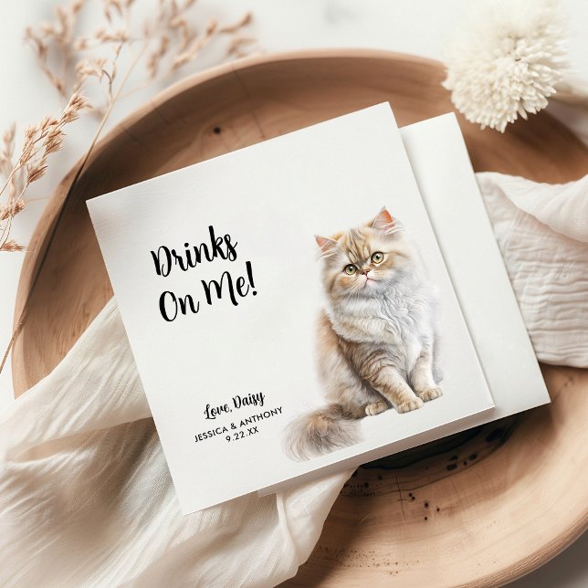 Personalised Cat Wedding Napkin (Creator Uploaded)