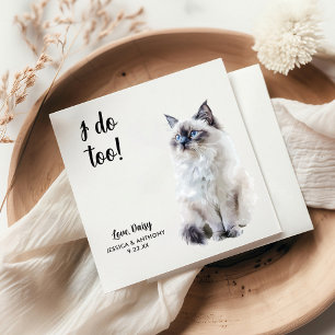 Personalised Cat Wedding Napkin