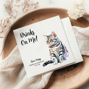 Personalised Cat Wedding Napkin