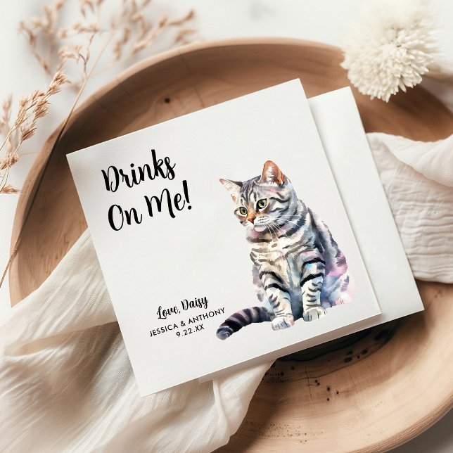 Personalised Cat Wedding Napkin (Creator Uploaded)