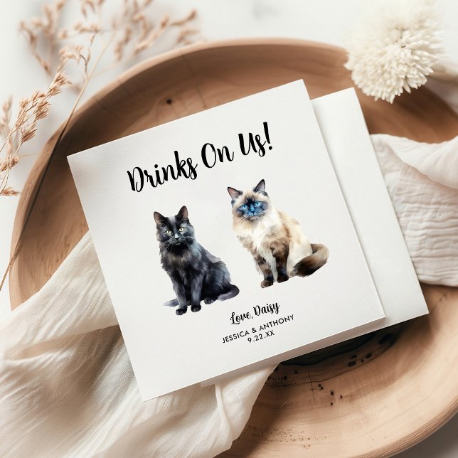 Personalised Cat Wedding Napkin (Creator Uploaded)