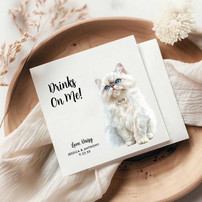 Personalised Cat Wedding Napkin (Creator Uploaded)