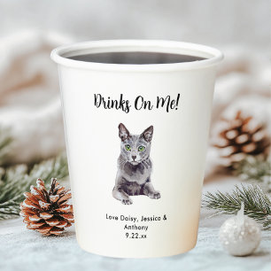 Personalised Cat Wedding Paper Cups