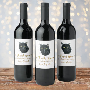 Personalised Cat Wedding Wine Label