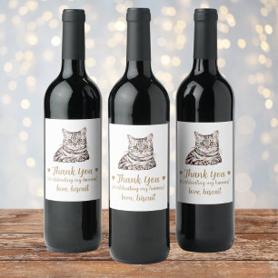 Personalised Cat Wedding Wine Label