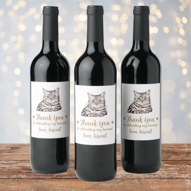 Personalised Cat Wedding Wine Label (Creator Uploaded)