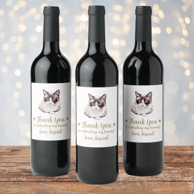 Personalised Cat Wedding Wine Label (Creator Uploaded)