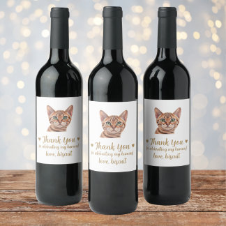 Personalised Cat Wedding Wine Label
