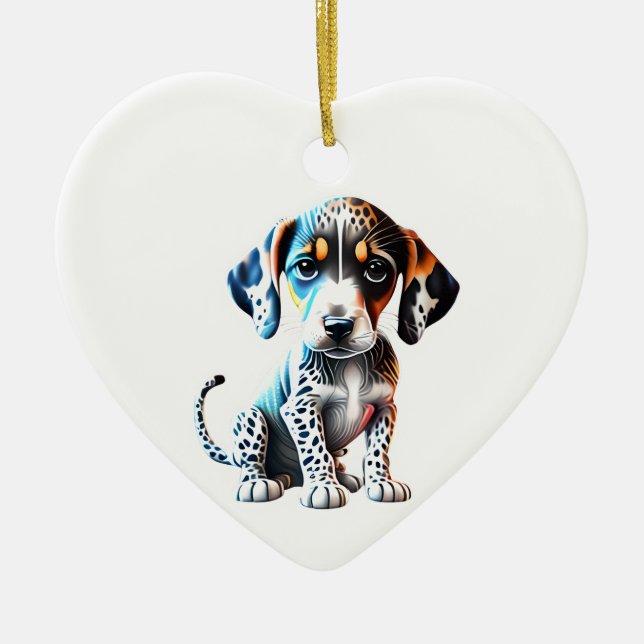 Personalised Catahoula Leopard Dog Puppy Ceramic Tree Decoration (Front)