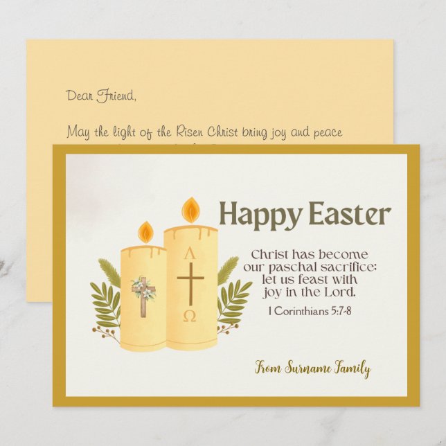 Personalised Catholic Easter Holiday Card (Front/Back)
