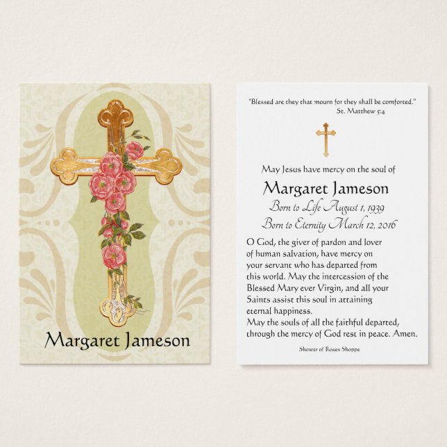 Personalised Catholic Funeral Memorial Holy Card - (Front & Back)