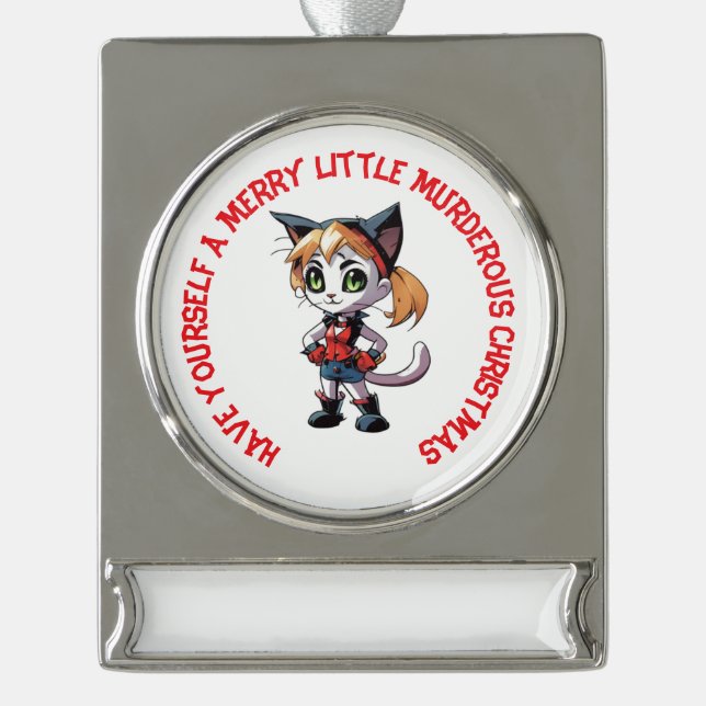 Personalised Catley Quinn Murderous Christmas Silver Plated Banner Ornament (Front)