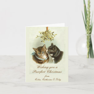 Personalised Cats Vintage Christmas Card