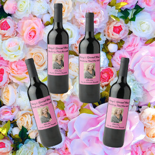 Personalised Causal Pink Friend Party Wine Label