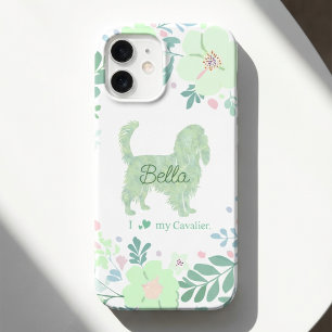 Personalised Cavalier - Mint Green Floral iPhone 16 Case