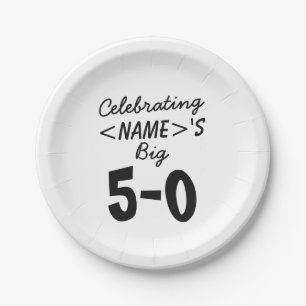 Personalised Celebrating the Big 5-0 50th birthday Paper Plate