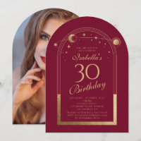 Personalised Celestial 30th Birthday Red Gold