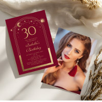 Personalised Celestial 30th Birthday Red Gold