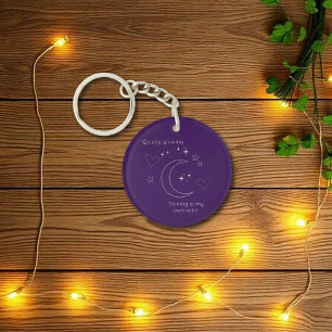 Personalised Celestial Line Art Purple Keychain