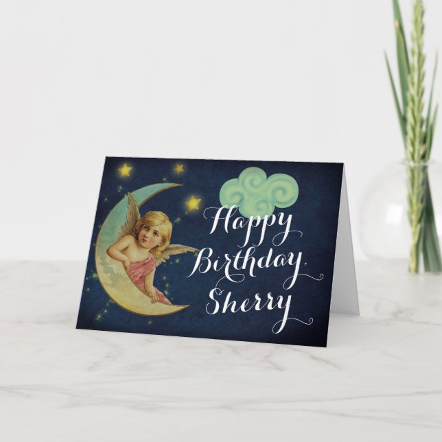 Personalised Celestial Moon Birthday Card (Front)