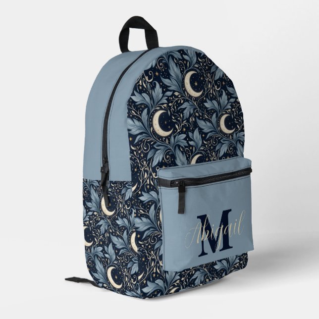 Personalised Celestial Moon Floral Backpack (Back Corner Left)