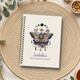 Personalised Celestial Moth & Moon Phases Witchy Planner