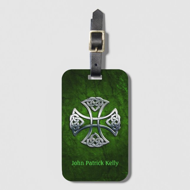 Personalised Celtic Cross Luggage Tag (Front Vertical)