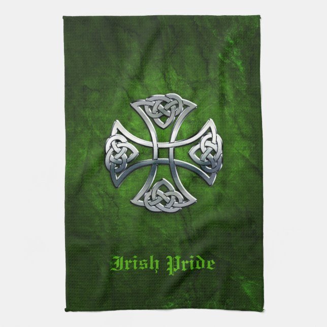 Personalised Celtic Cross Tea Towel (Vertical)
