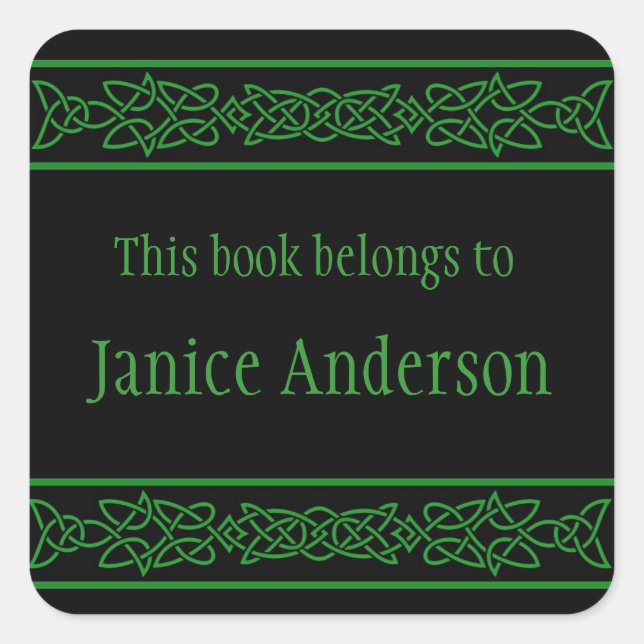 Personalised Celtic Knots Design Bookplate Sticker (Front)