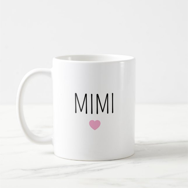 Personalised ceramic cute pink heart Mug for Mimi (Left)
