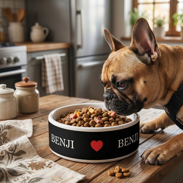 Personalised Ceramic Pet Bowl with Name & Red Hear (Creator Uploaded)