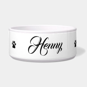 Personalised Ceramic Pet Bowl with Paw Prints