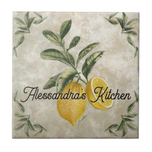 Personalised Ceramic Tile with Vintage Lemons